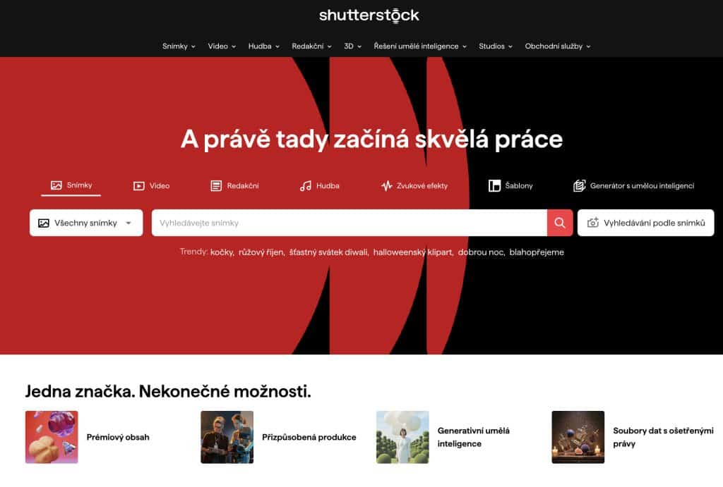 Domovská stránka Shutterstock