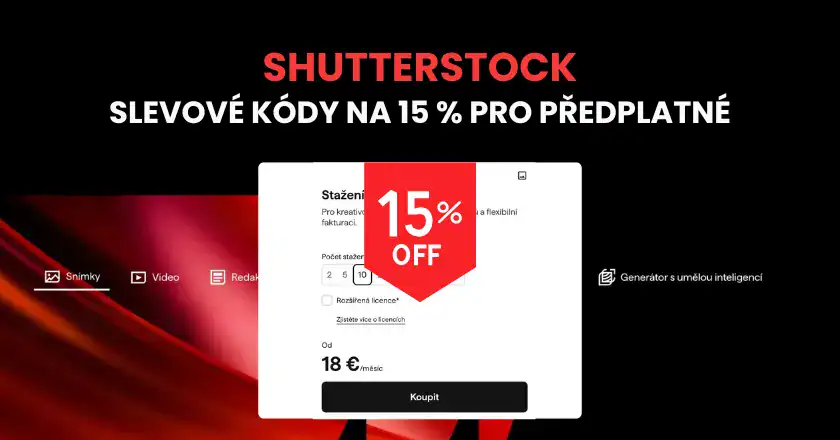 Shutterstock slevové kódy na 15 % pro předplatné