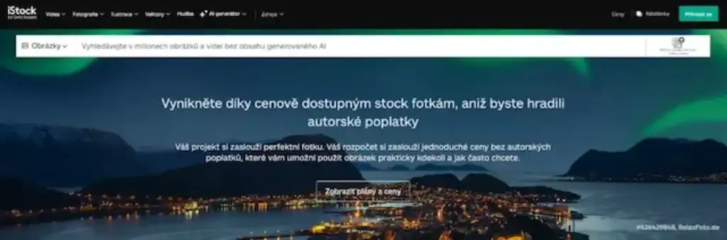 Úvodní stránka istock s obrázky