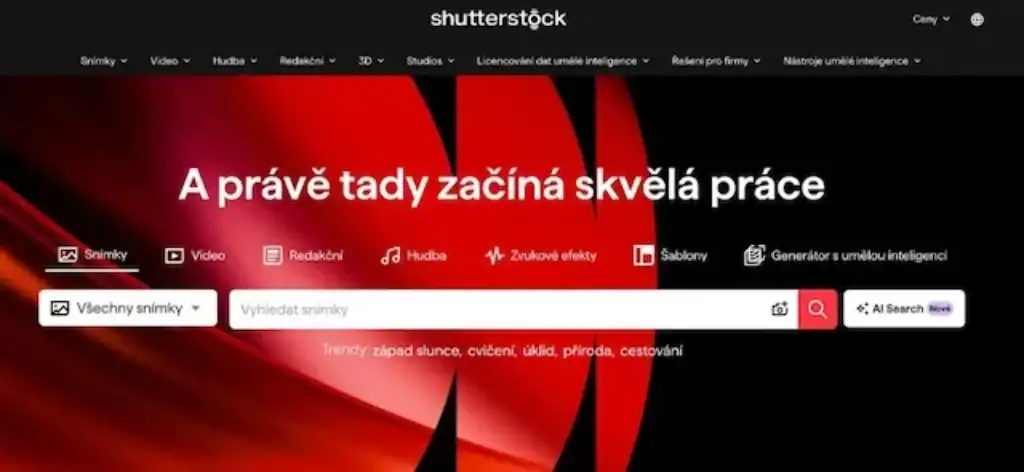 Úvodní stránka Shutterstock